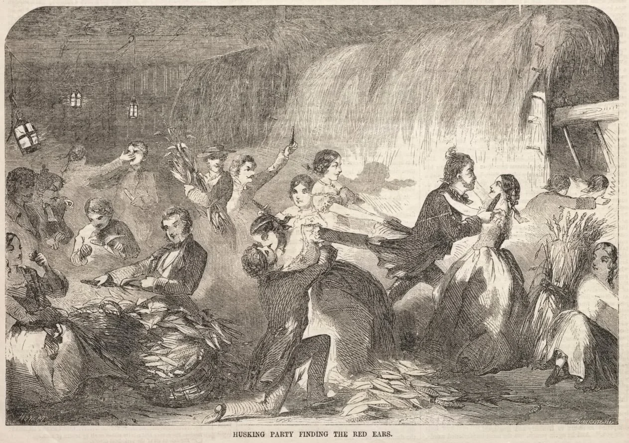 Husking Party Finding the Red Ears, by Winslow Homer, 1857