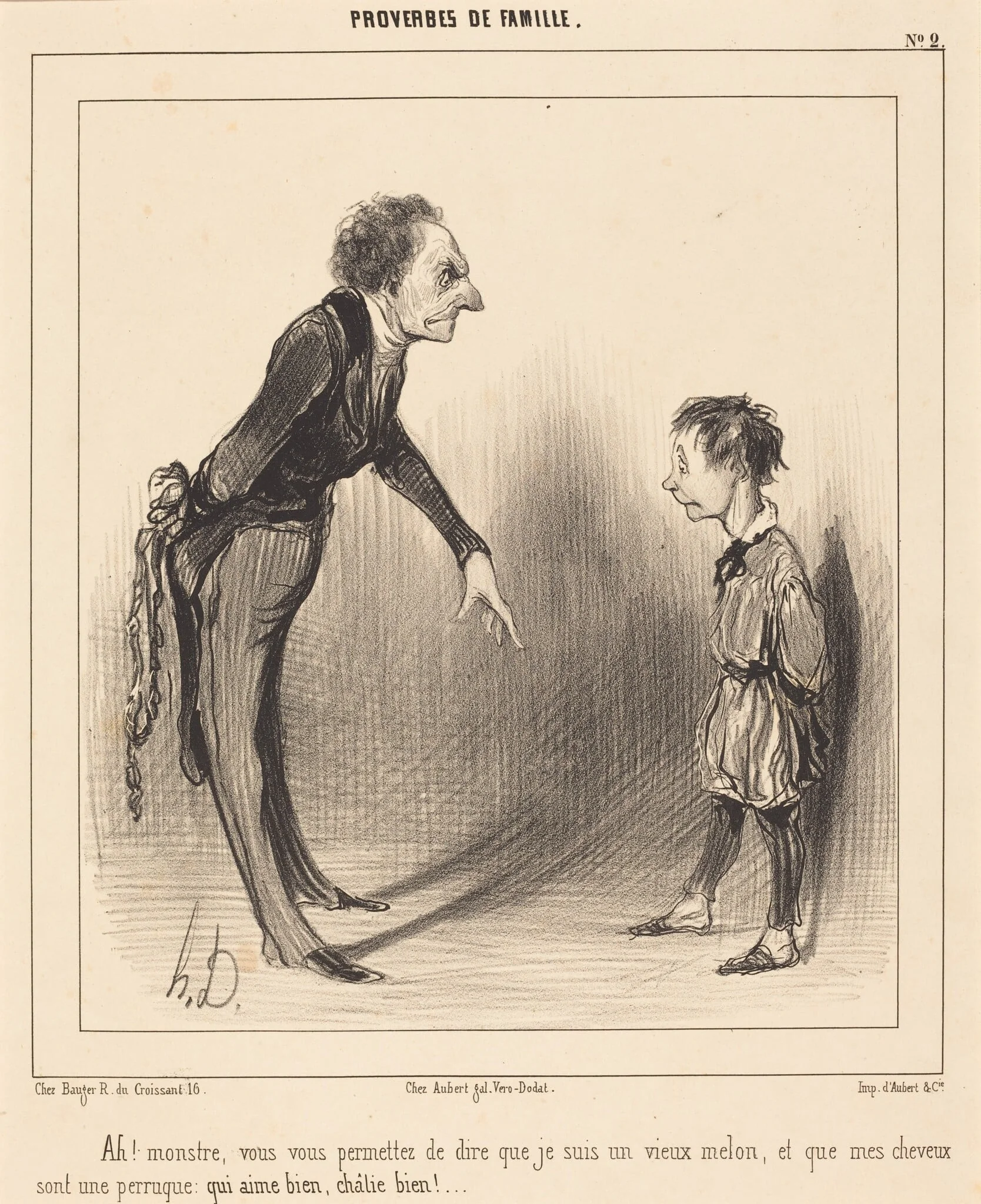 Ah! monstre, vous vous permettez..., by Honoré Daumier, ink, 1840