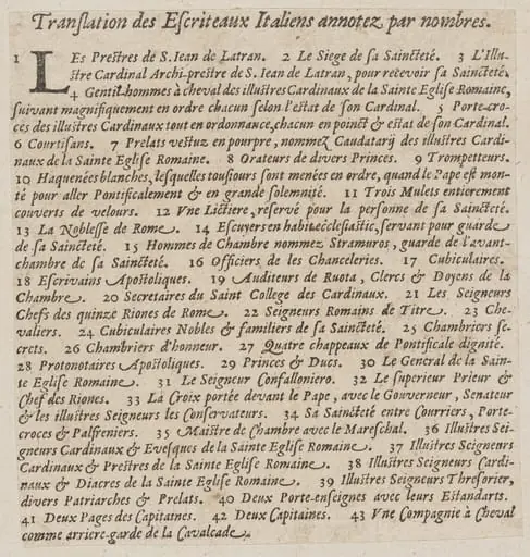 French captions to 'La Calvacatura con le sue Cerimonie'