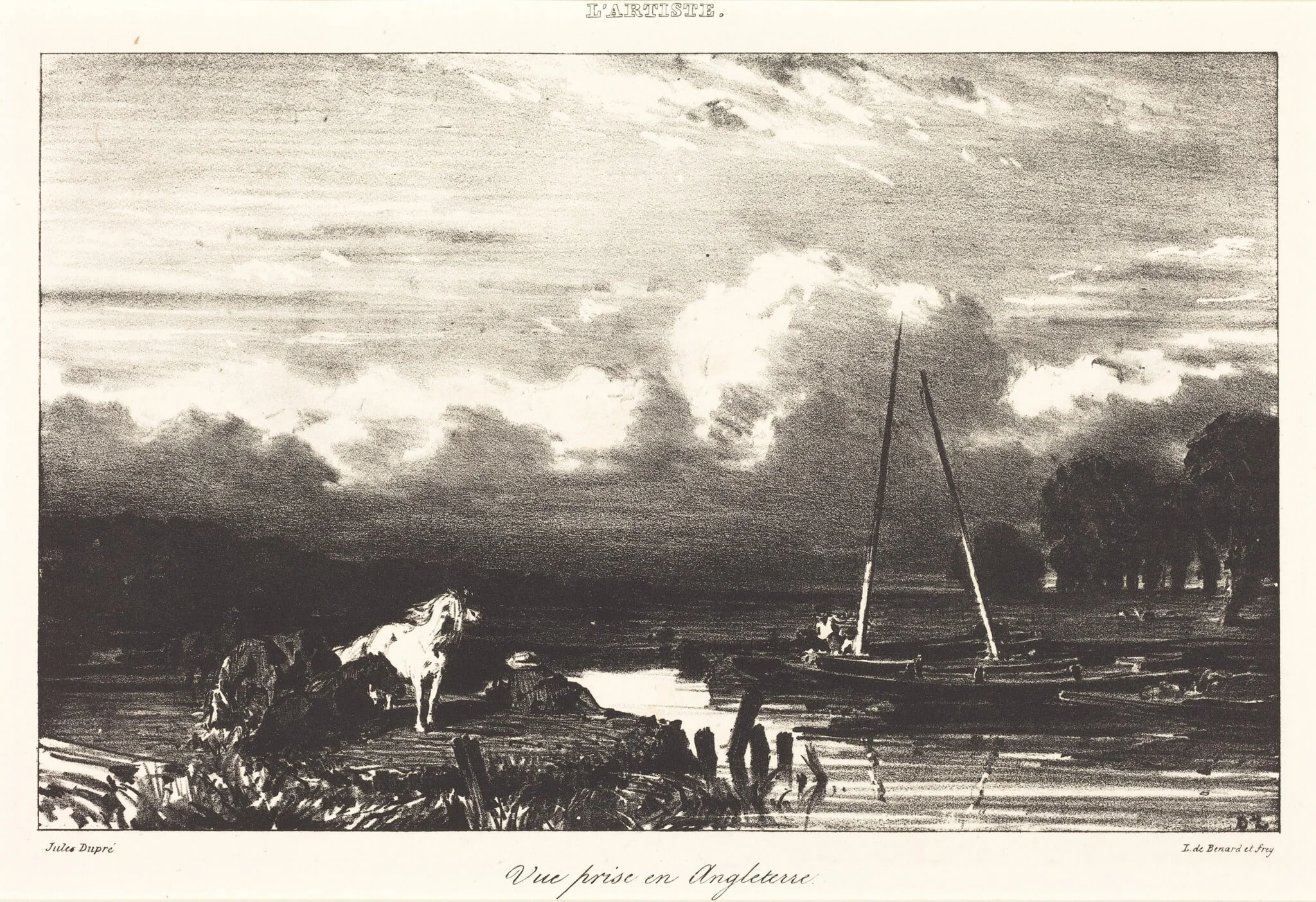 View in England (Vue prise en Angleterre), by Jules Dupré, ink, 1836