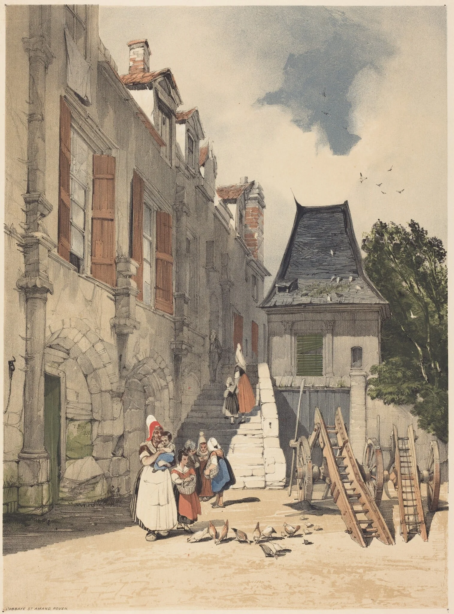 L'Abbaye St. Amand, Rouen, by Thomas Shotter Boys, ink, 1839