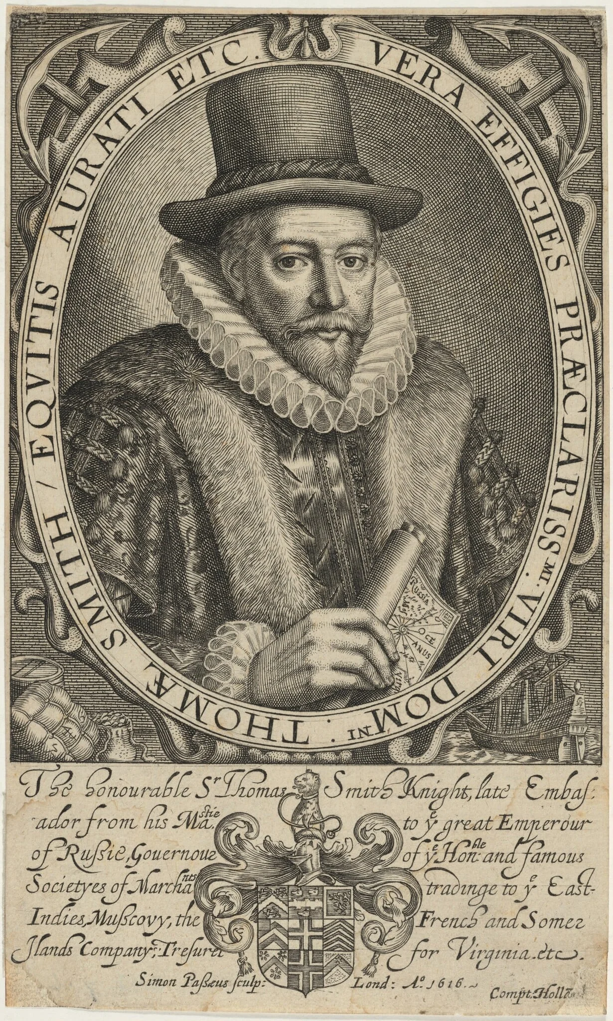 Sir Thomas Smith, by Simon van de Passe, ink, 1621