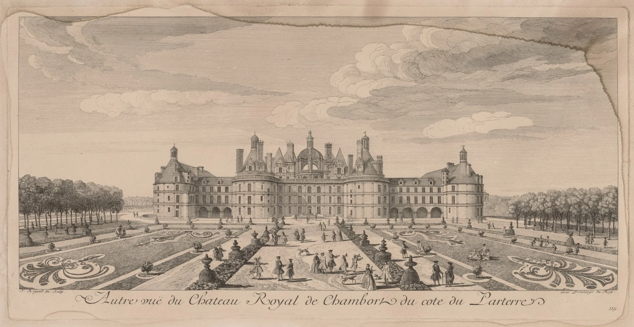Chateau Chambord from the Gardens, by Jacques Rigaud, 1727