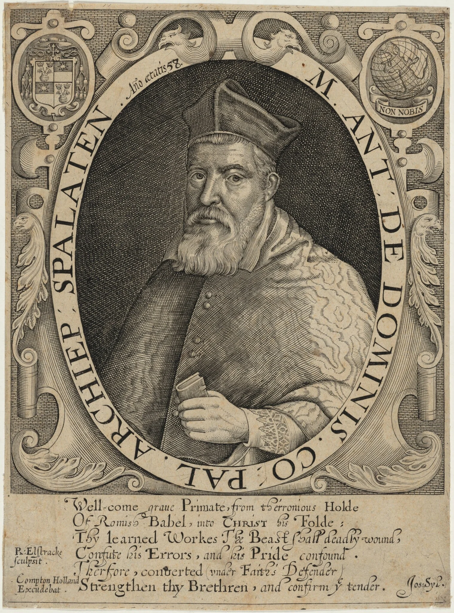 Marc Antonis De Dominis, by Renold Elstrack, ink, 1598