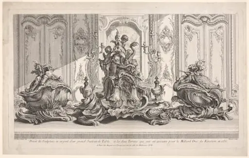 Silver Sculptural Project for a Large Centerpiece and Two Tureens Which Have Been Executed for His Lordship the Duke of Kingston, plate 115 from Works of Juste-Aurèle Meissonier (Oeuvre de Juste-Aurèle Meissonier)