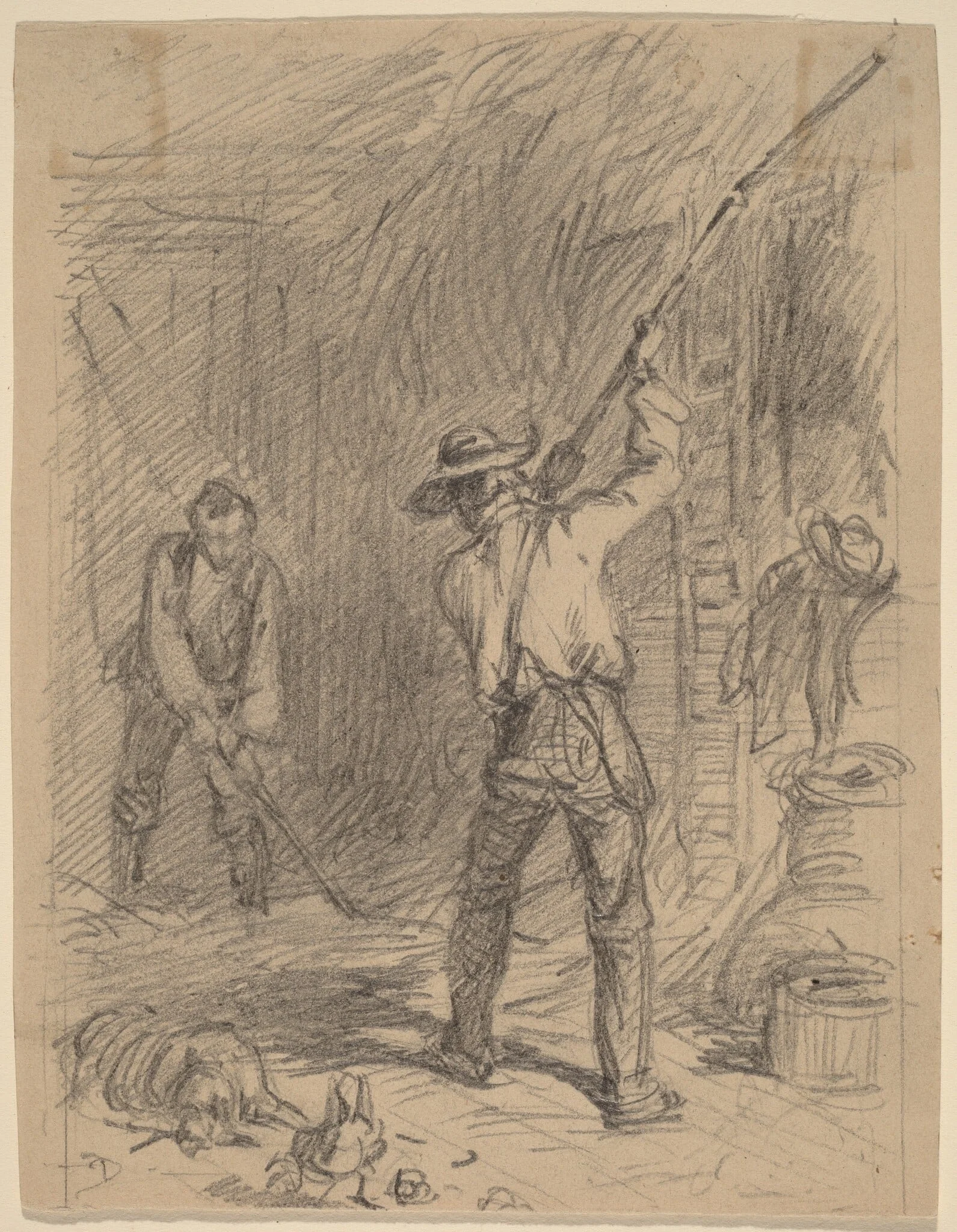 Man Flailing, by Felix Octavius Carr Darley, graphite, 1854