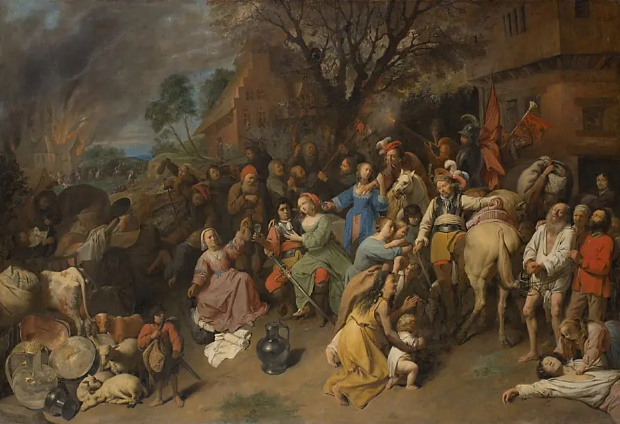The suffering of the peasants: soldiers plundering a village