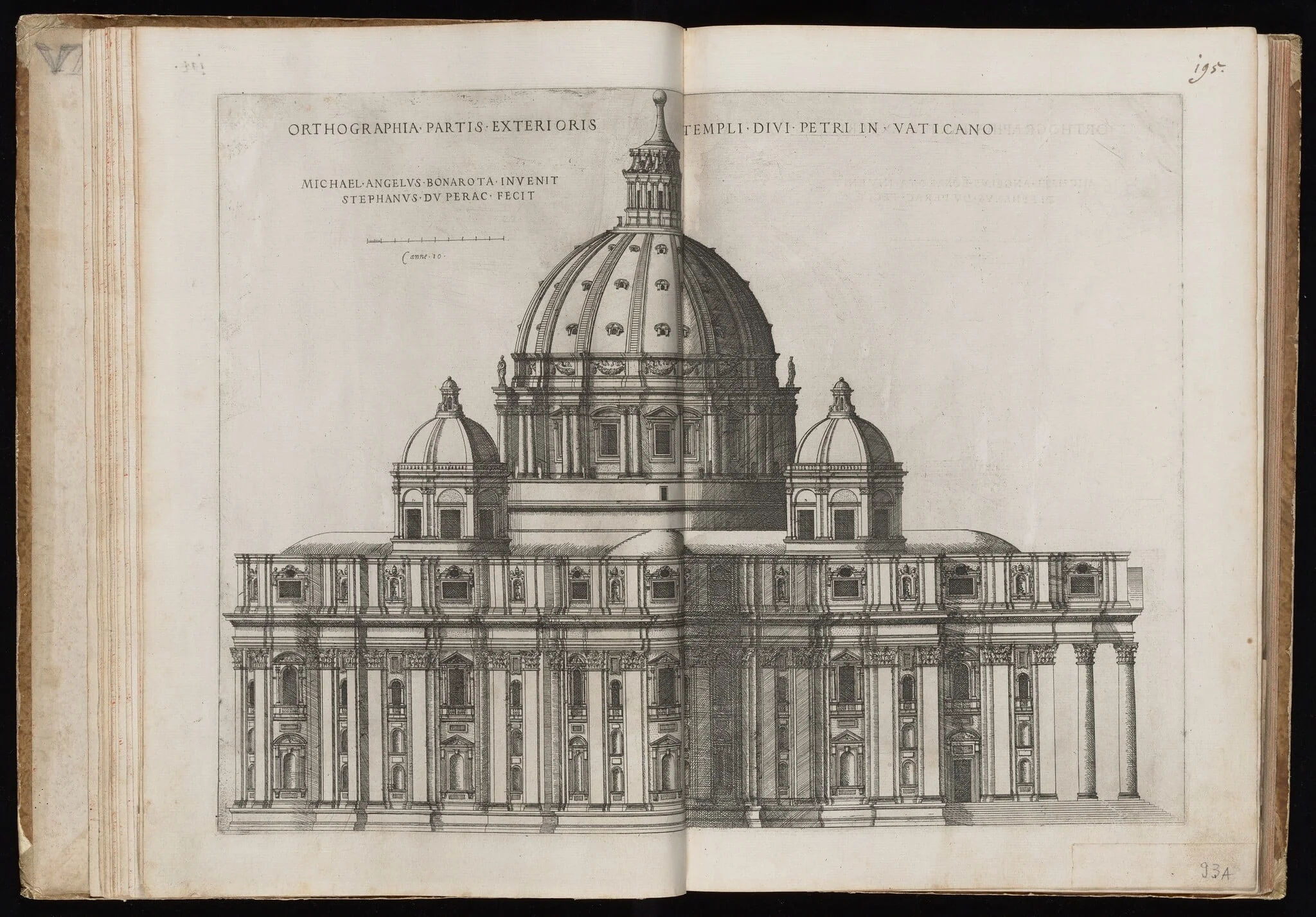 Orthographia Partis Exterioris Templi Divi Petri [Exterior View of Saint Peter's Basilica], by Étienne Dupérac, ink, 1544