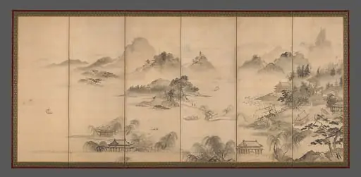 久隅守景筆　西湖図屏風|View of West Lake