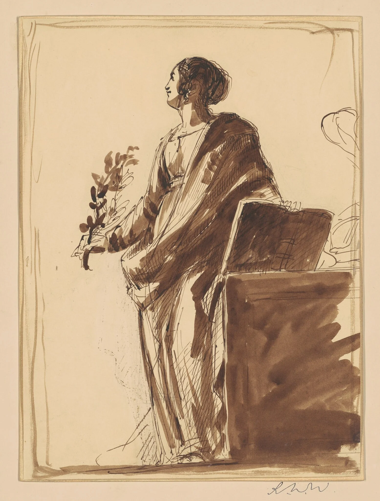 Study for "War and Peace", by Robert Walter Weir, ink, 1836
