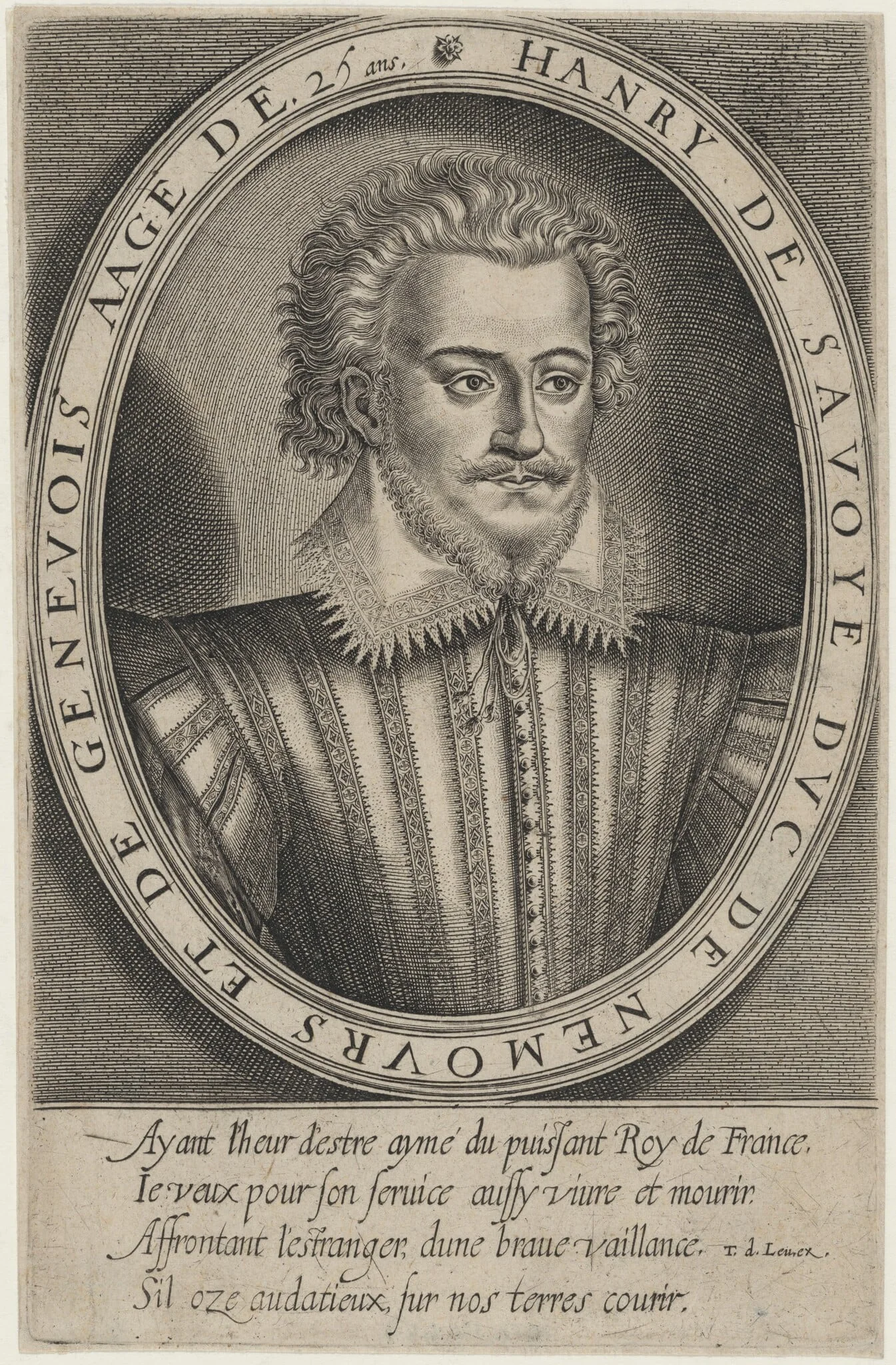 Henry, Duke of Savoy, Nemours and Geneva, by Thomas de Leu, ink, 1590