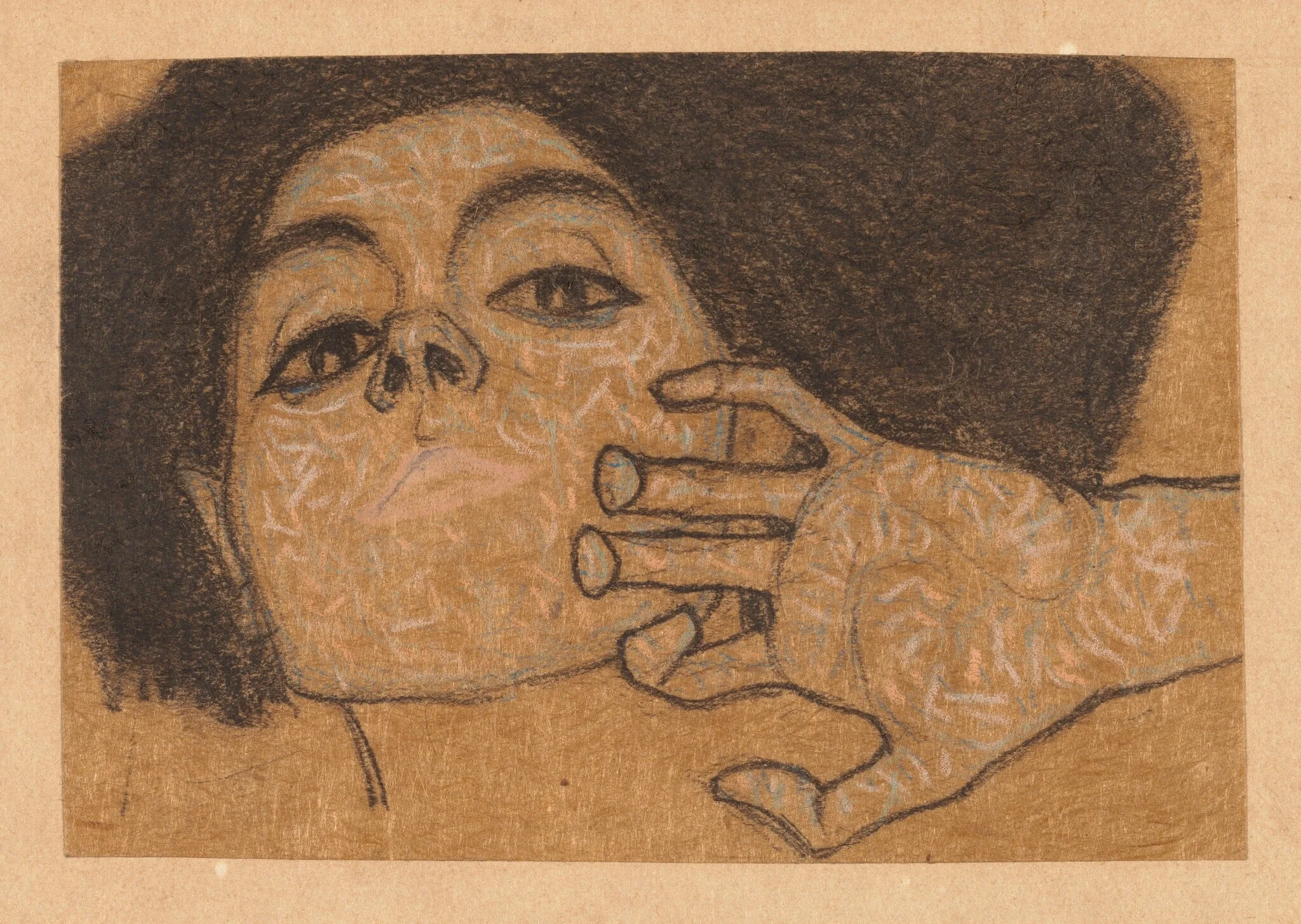 Head of a Woman, by Egon Schiele, pastel, 1908