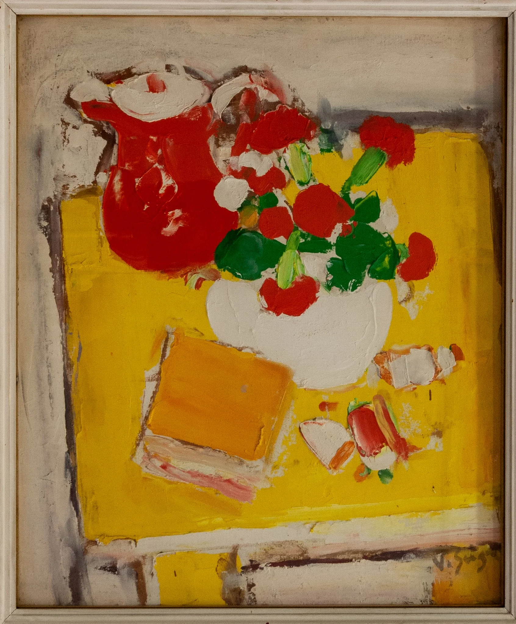 Ceainic, garoafe și tuburi de culori, by Grigore Vasile, 1983
