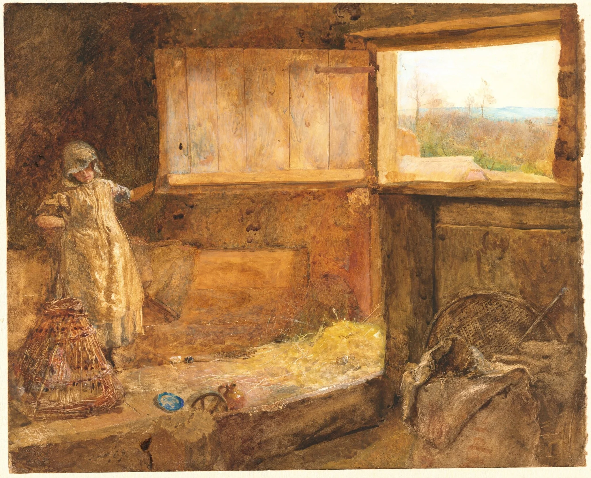 The Hayloft, by John William North, gouache, 1867