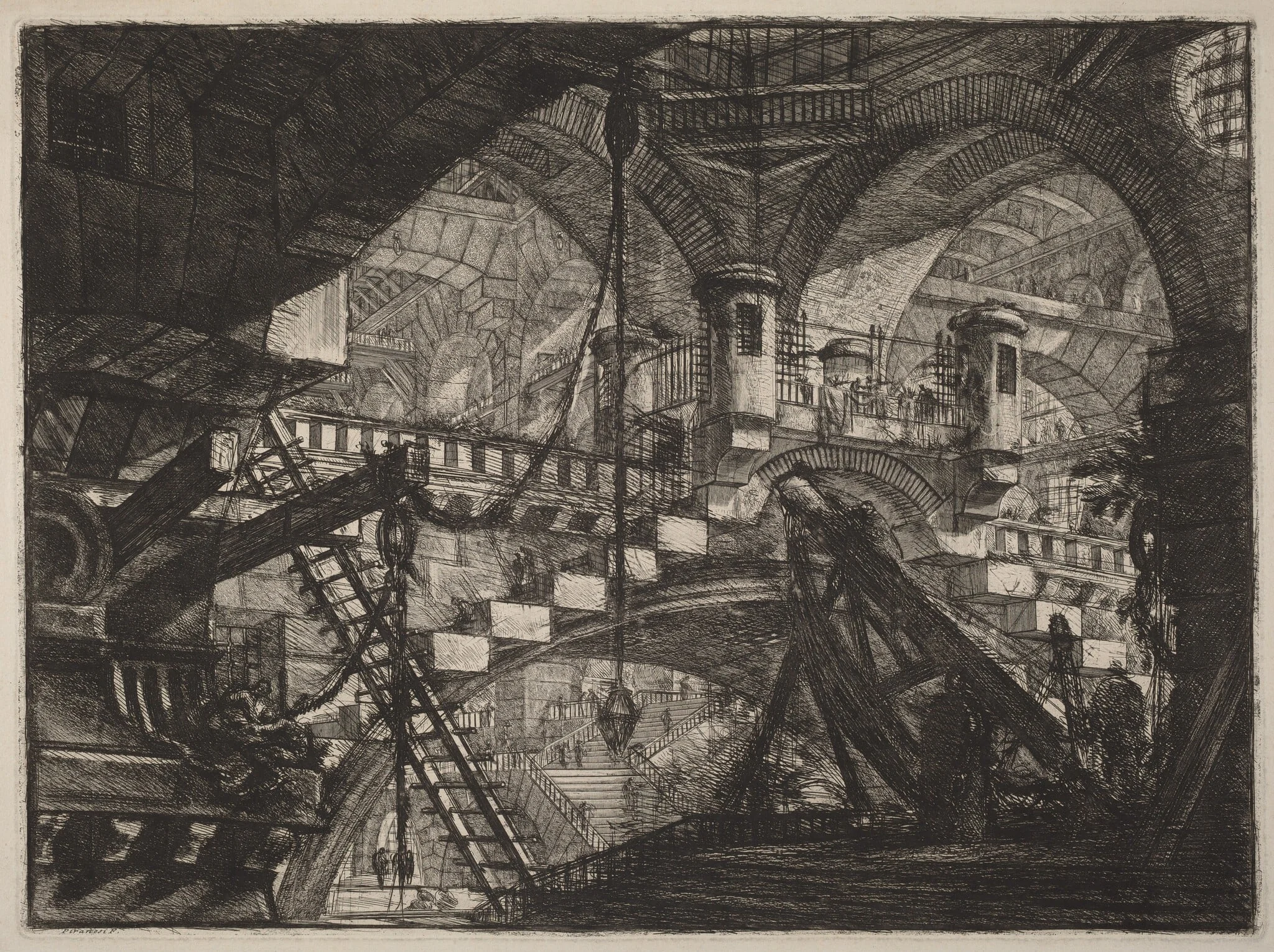 The Arch with a Shell Ornament, by Giovanni Battista Piranesi, ink, 1804