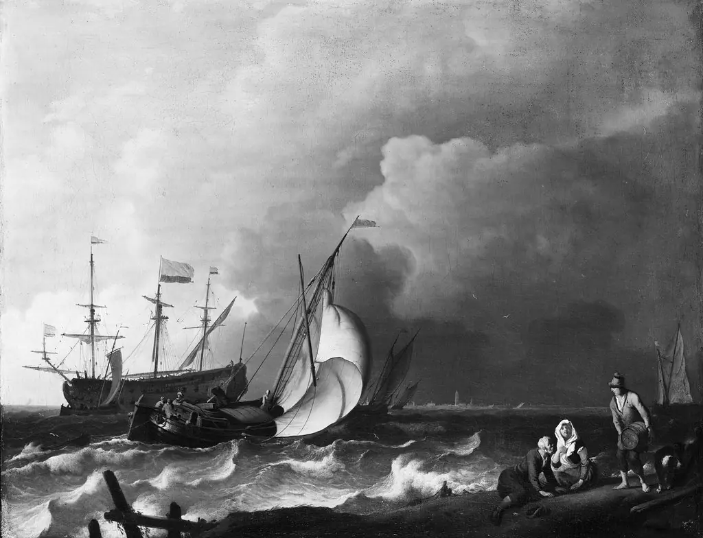 Rough sea with ships