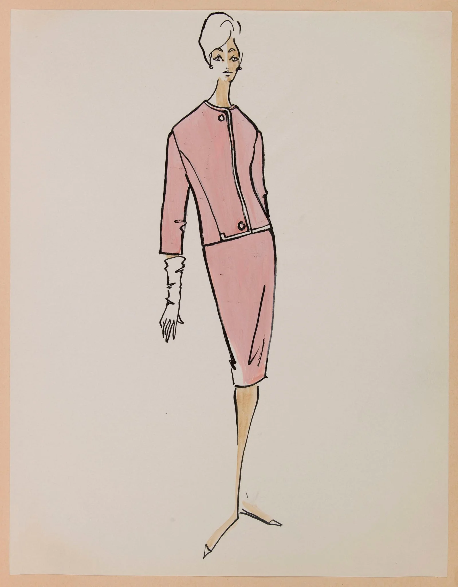 Tailleur rose pâle, by Carven, 1959