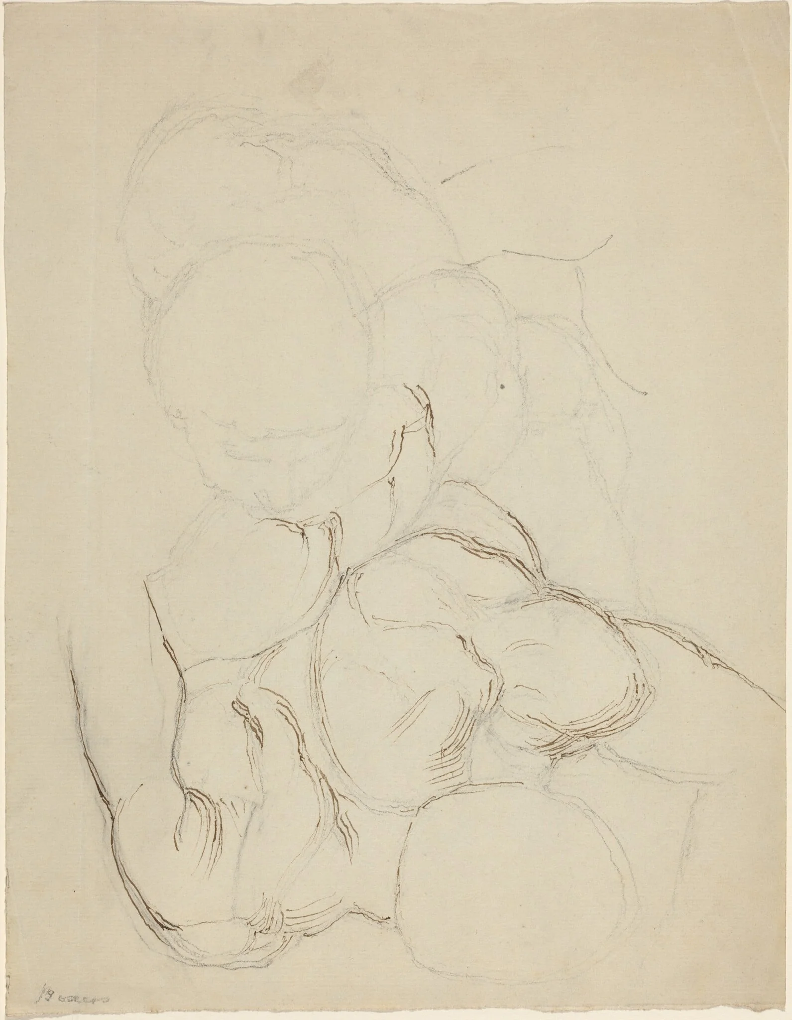 Two Male Nudes seen from Above