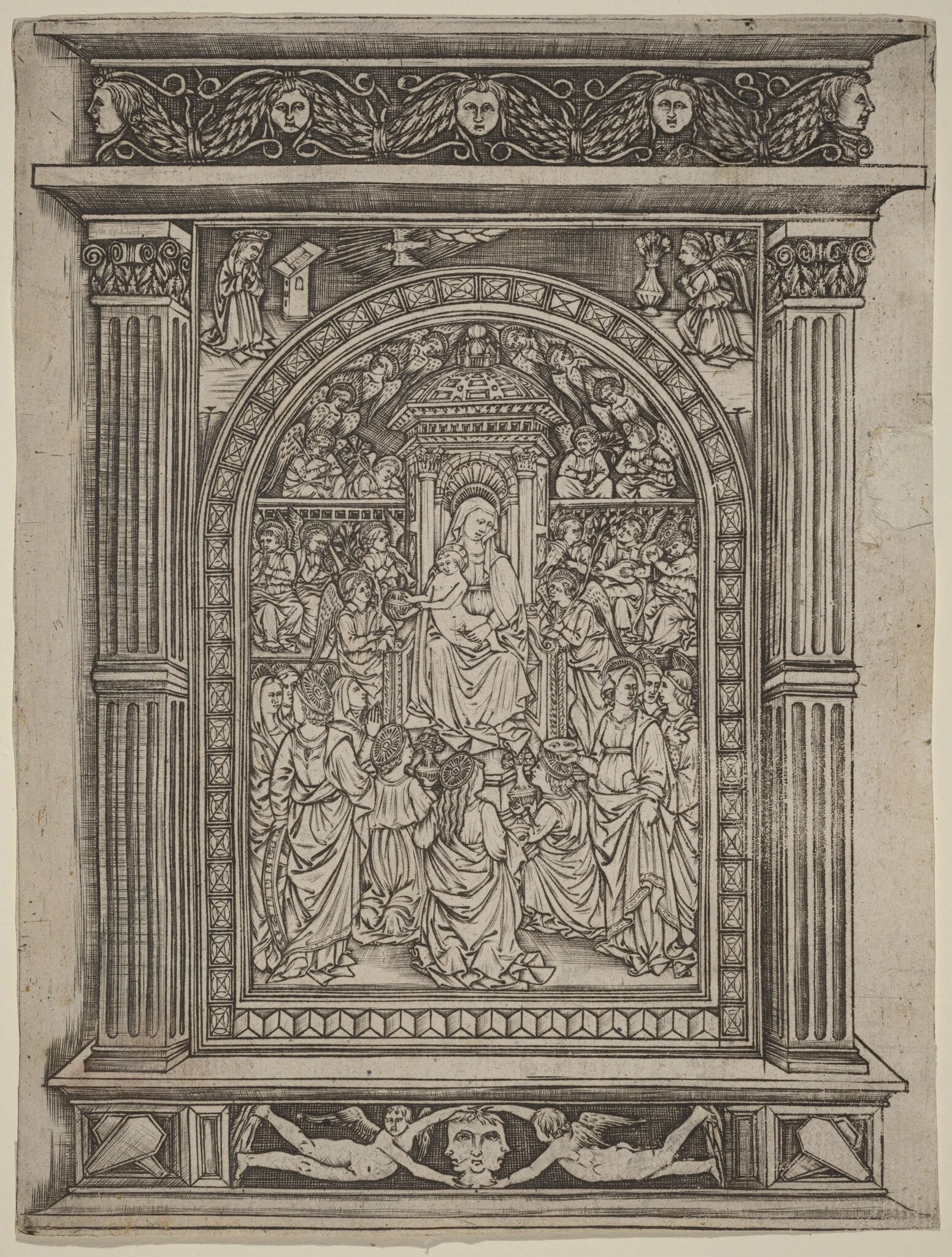 The Virgin and Child Enthroned, with Angels and Saints, by Italian 15th Century, 1460