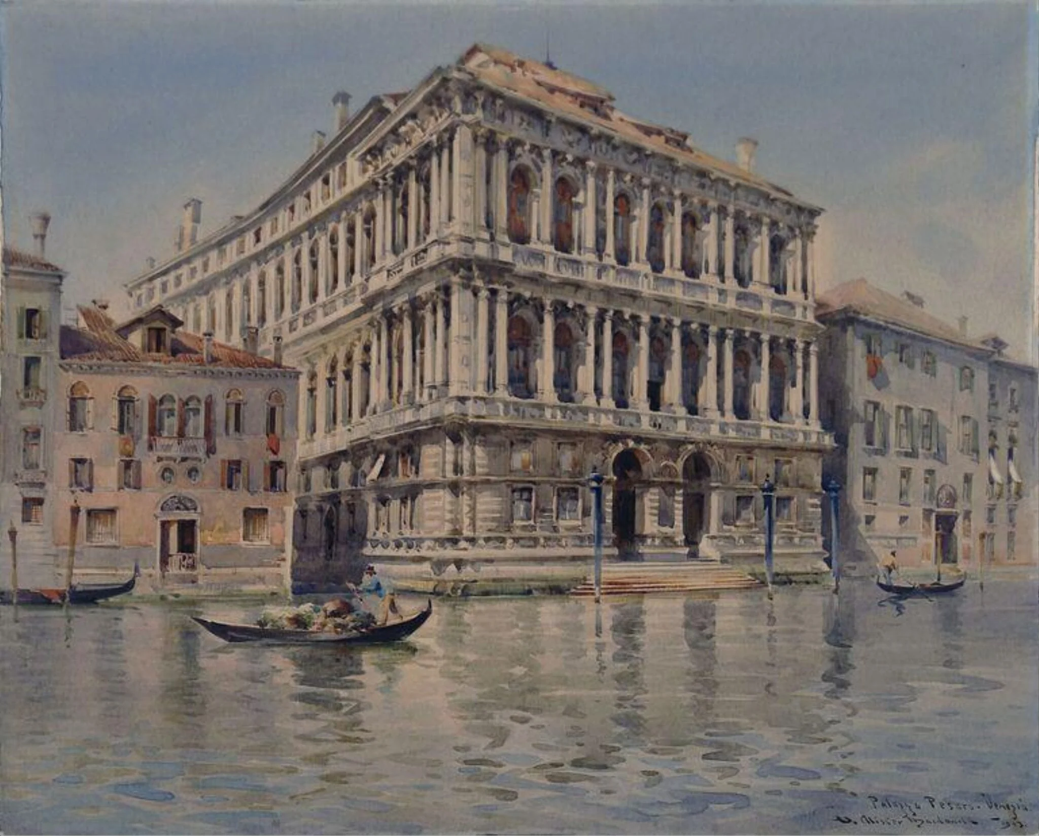Palazzo Pesaro, Venice, by W. Alister Macdonald, watercolor, 1913