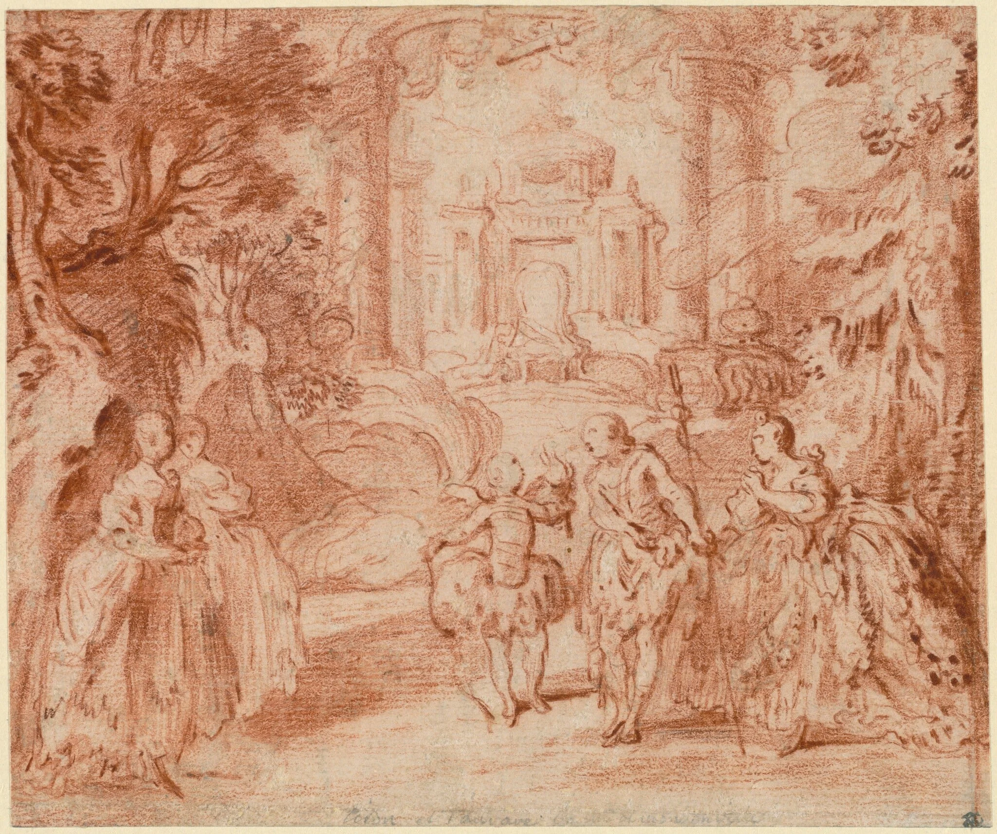 The Divertissement from Voltaire's "La princesse de Navarre", by Gabriel de Saint-Aubin, chalk, 1745