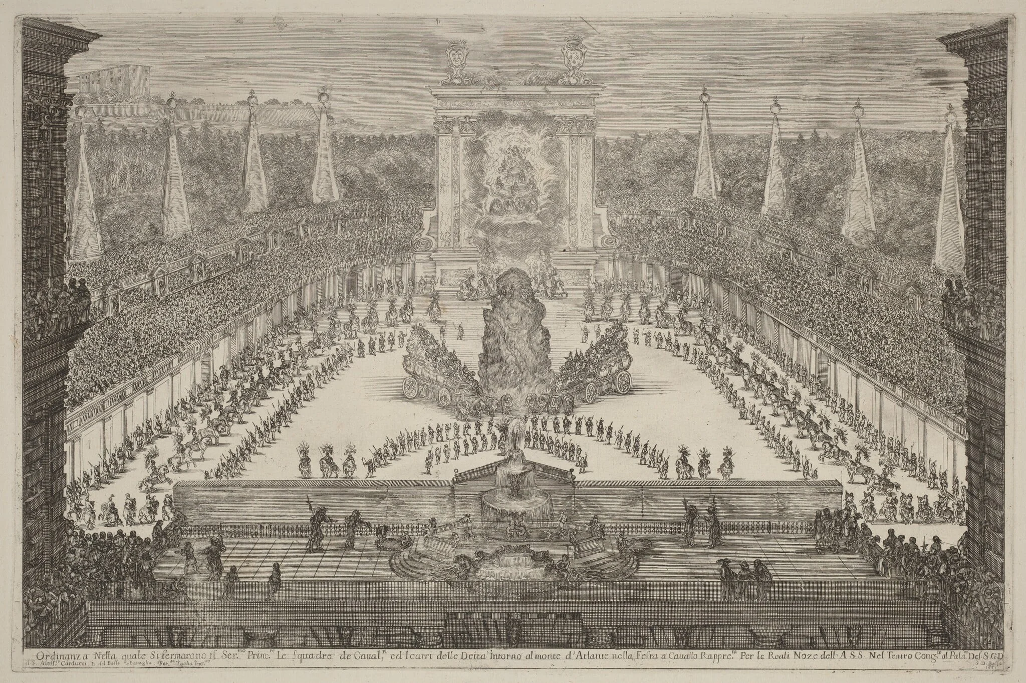 The Prince of Tuscany, His Horse Troops and Carriages around Mount Atlas, by Stefano Della Bella, ink, 1661