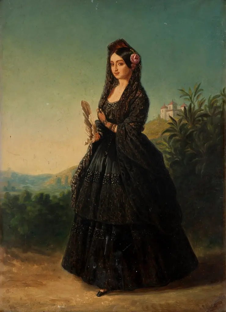 Luisa Fernanda de Borbón, Duchess of Montpensier, with a mantilla