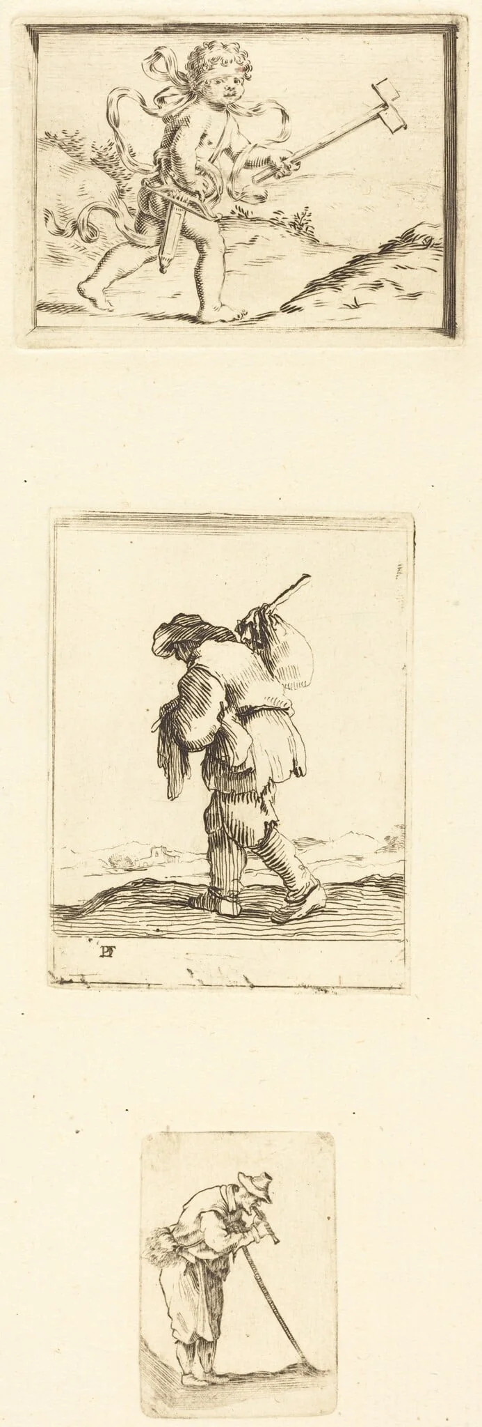 Sheet of Etchings, by French 17th Century, ink, 1601
