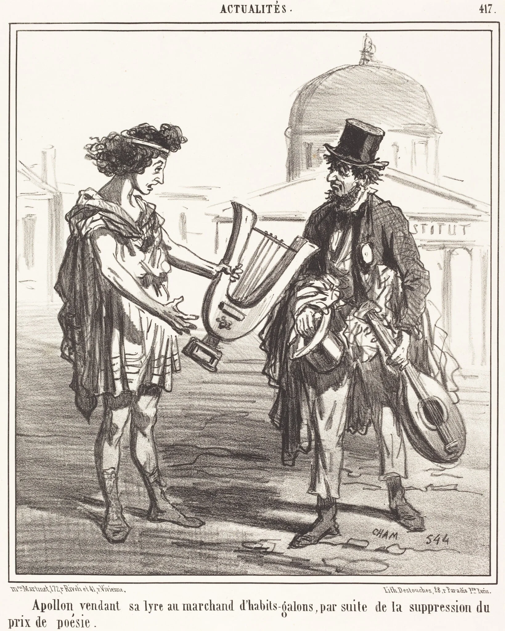 Apollon vendant sa lyre, by Amédée Charles Henri Cham, ink, 1849