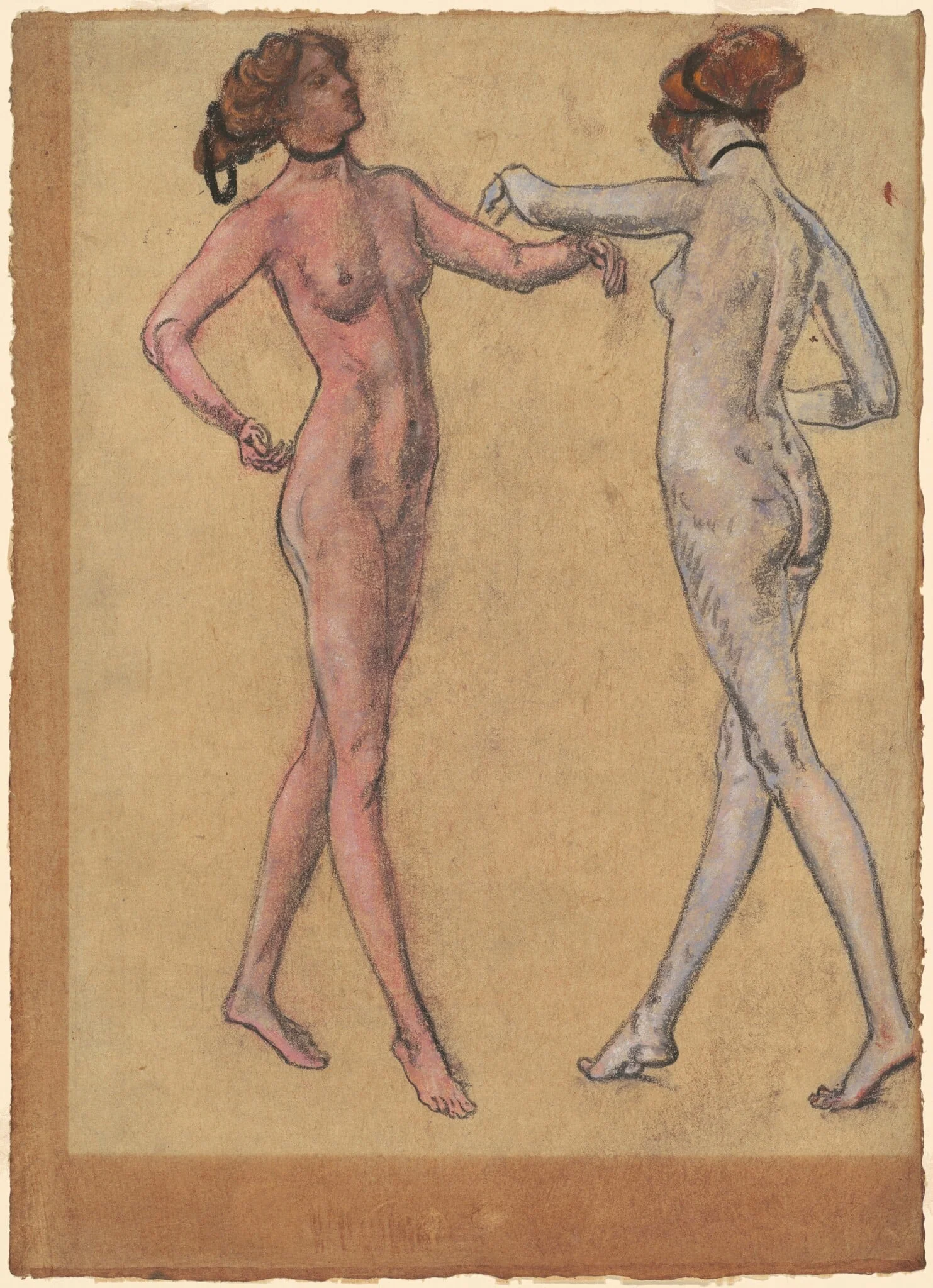 Two Views of a Dancing Nude, by Arthur Bowen Davies, pastel, 1922
