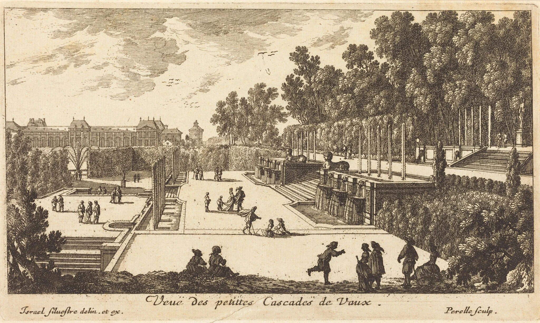 Veue des petittes Cascades de Vaux, by Israël Silvestre, ink, 1656