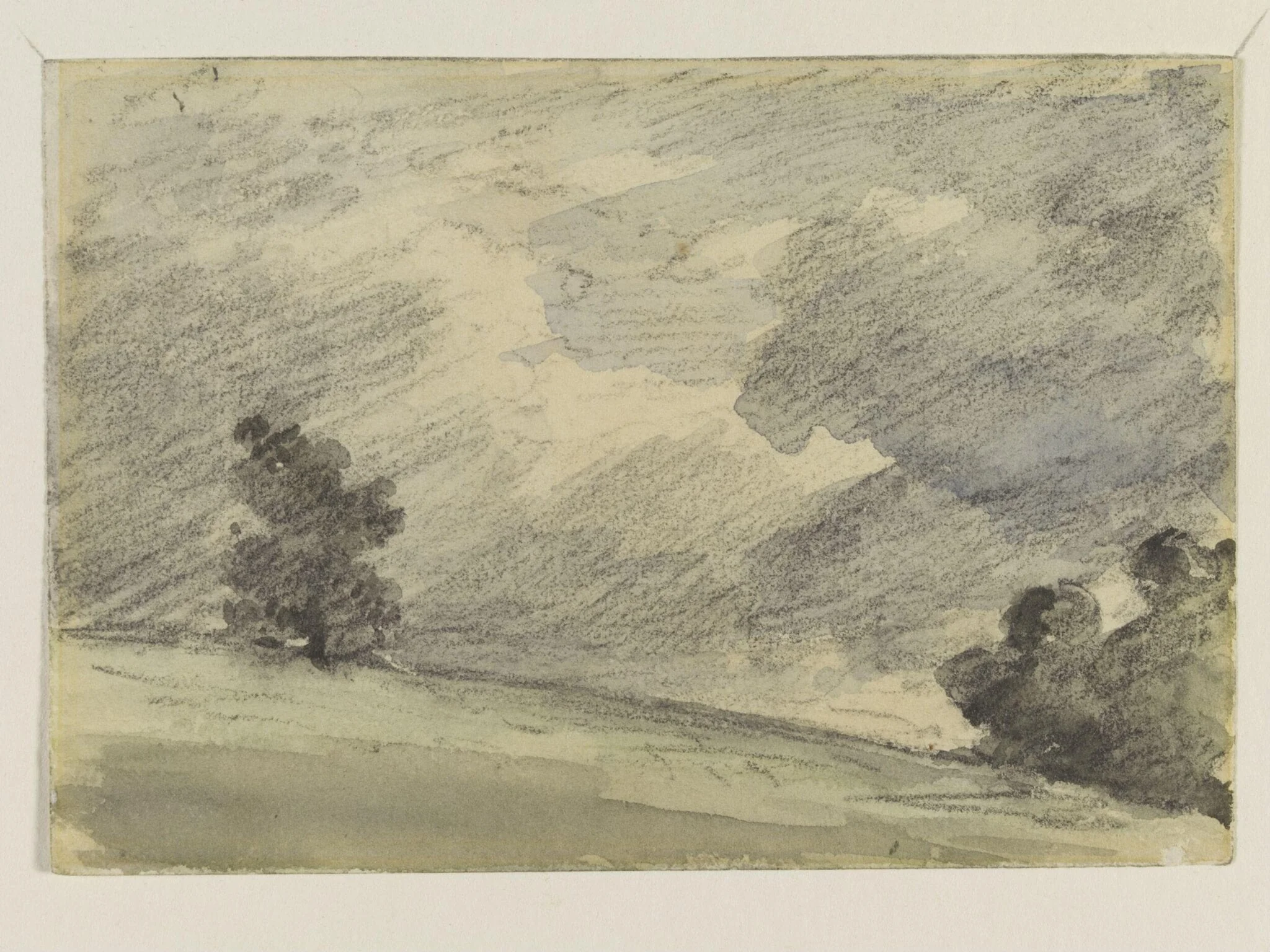 Landscape with trees and clouds, by John Constable, watercolor, 1820