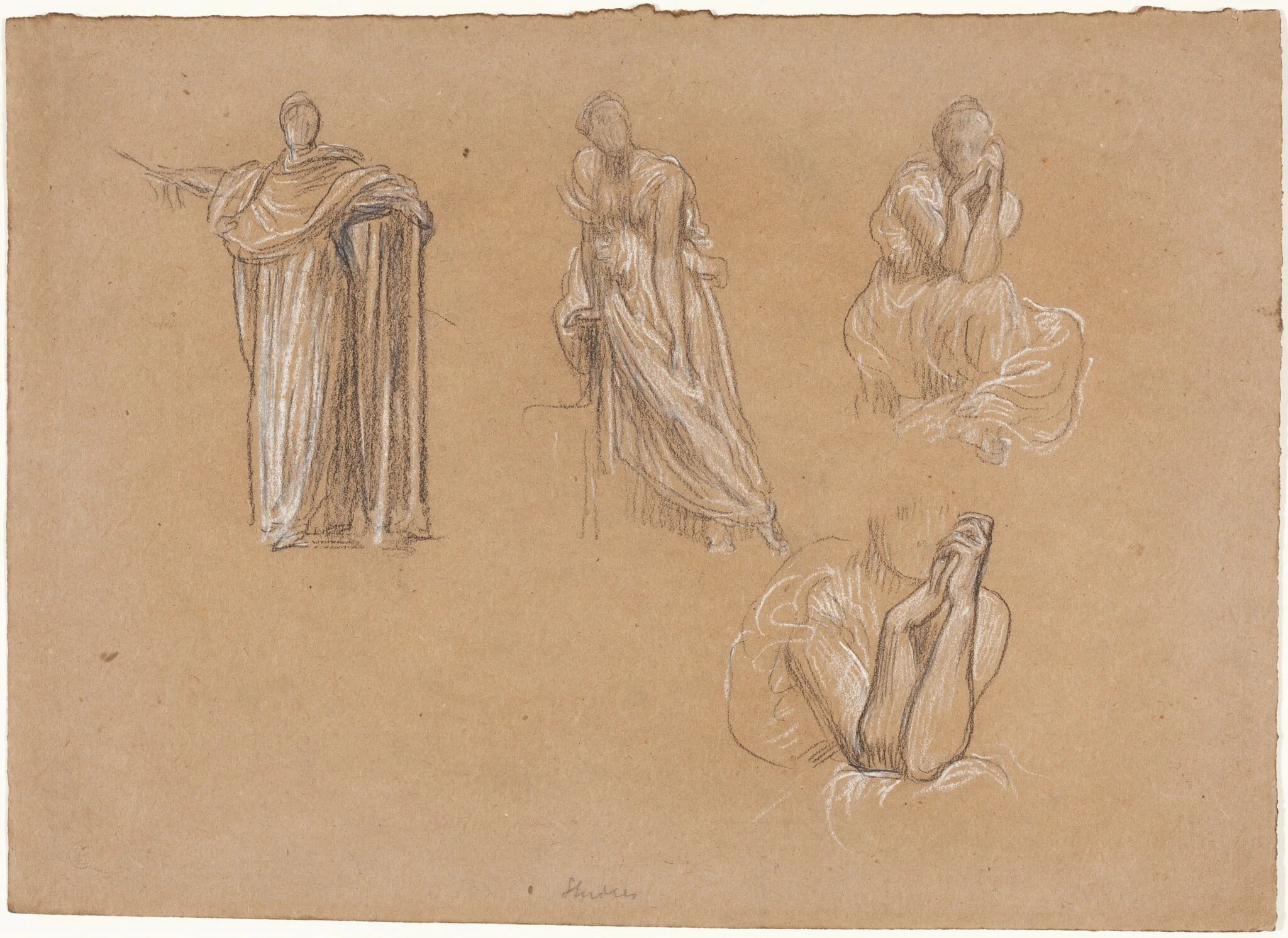 Figure Studies, by Frederic, Lord Leighton, chalk, 1863