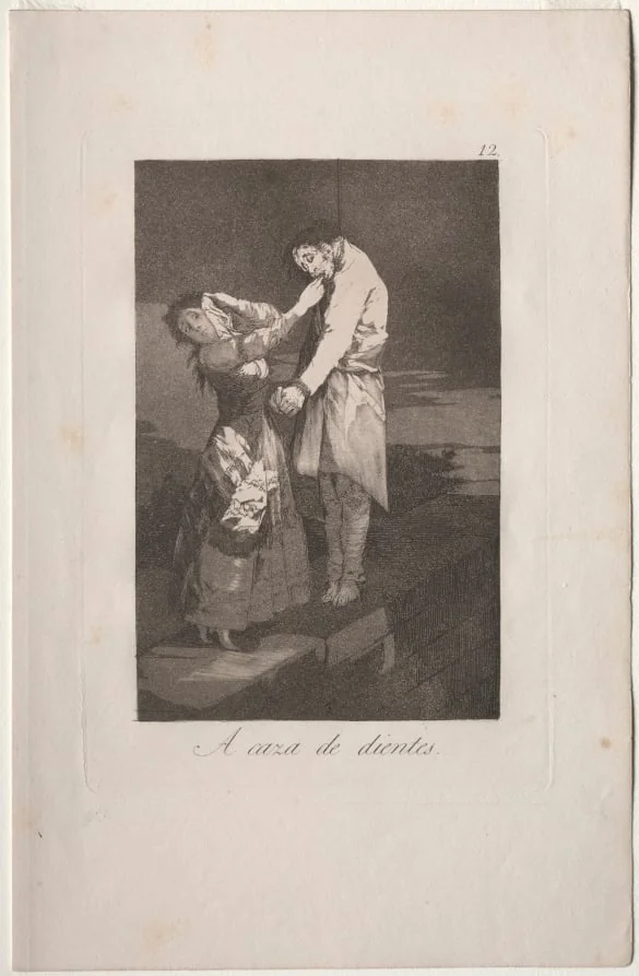 Out Hunting for Teeth, Plate 12, by Francisco Goya, 1799
