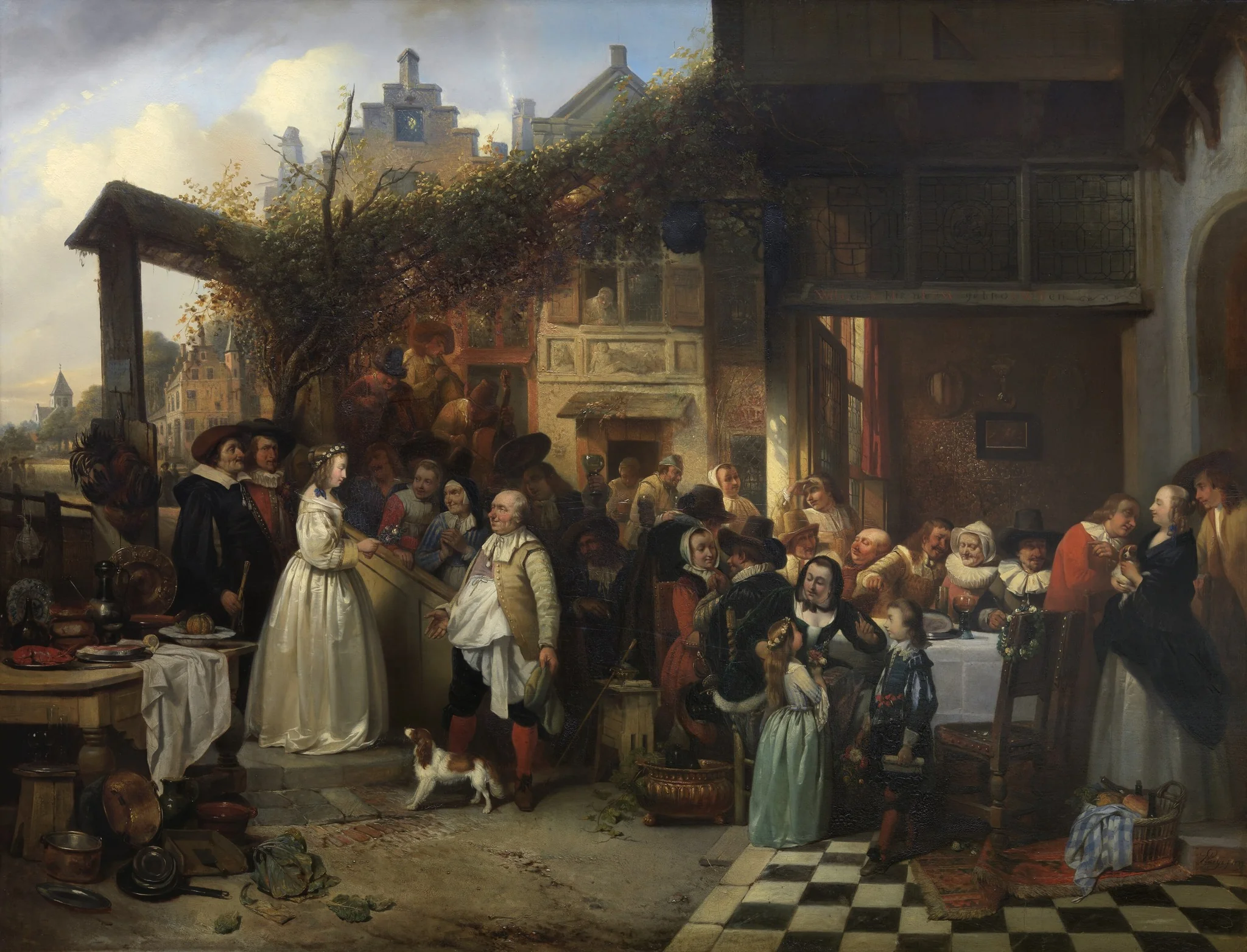 Wedding in Flanders in the Seventeenth Century, by Jan August Hendrik Leys, oil, 1839