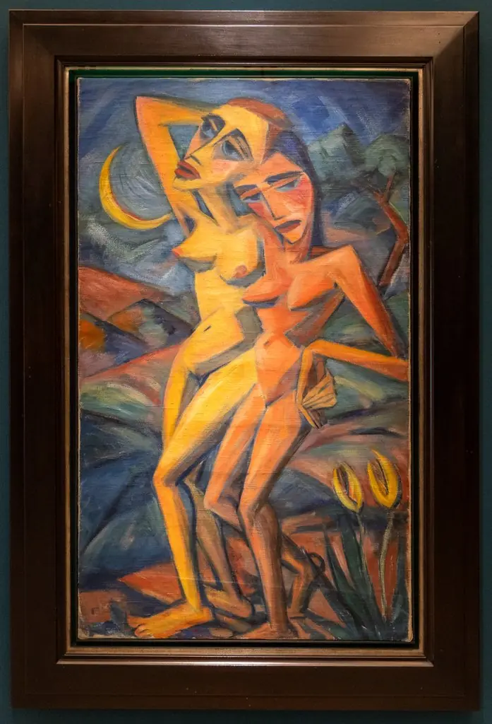 Two Female Nudes with Crescent Moon