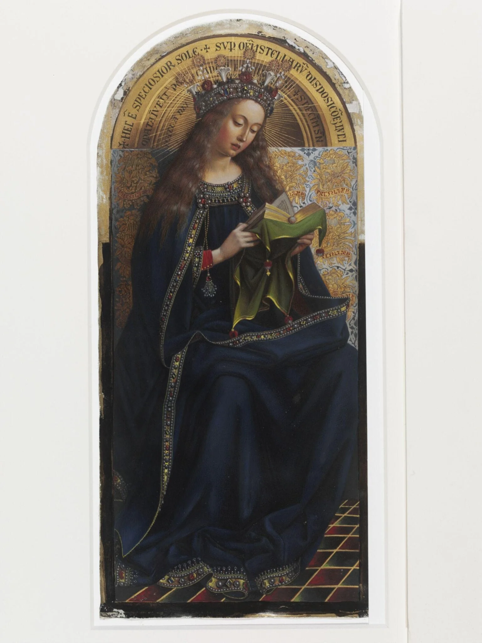 Copy of detail from the Ghent Altarpiece, The Virgin by Hubert and Jan van Eyck in the church of St Bavon,  Ghent, by Christian Schultz, watercolor, 1858