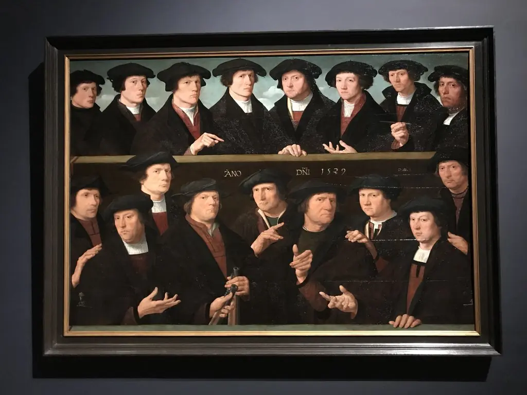 A group of militia men (schutters), 1529 (middle panel)