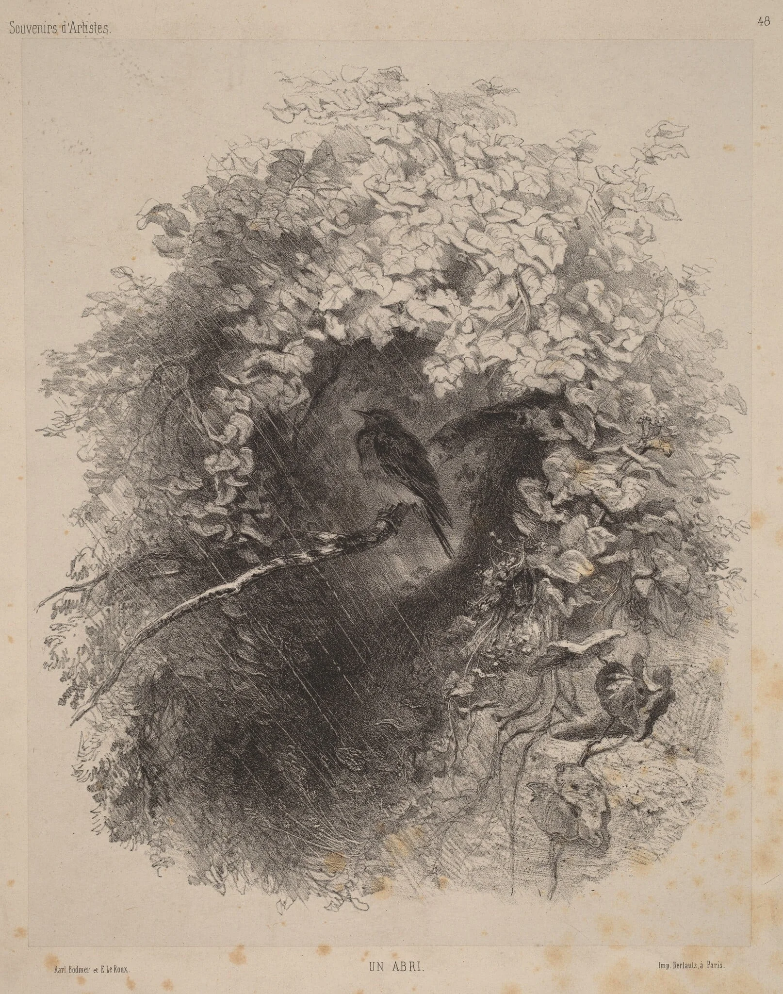 Un Abri (A Shelter), by Karl Bodmer, ink, 1858