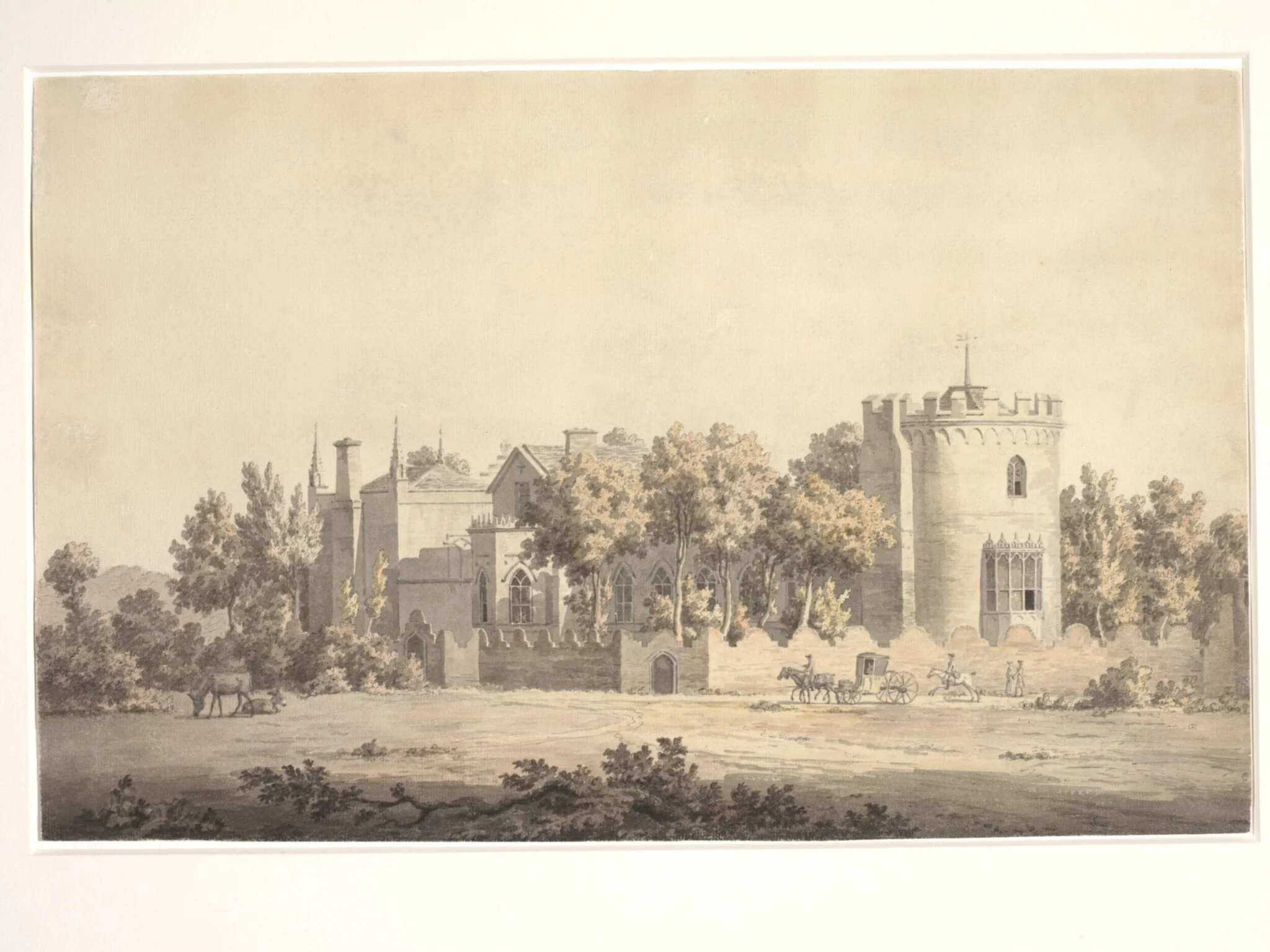 Strawberry Hill, Twickenham, formerly the residence of Horace Walpole, by William Marlow, watercolor, 1750