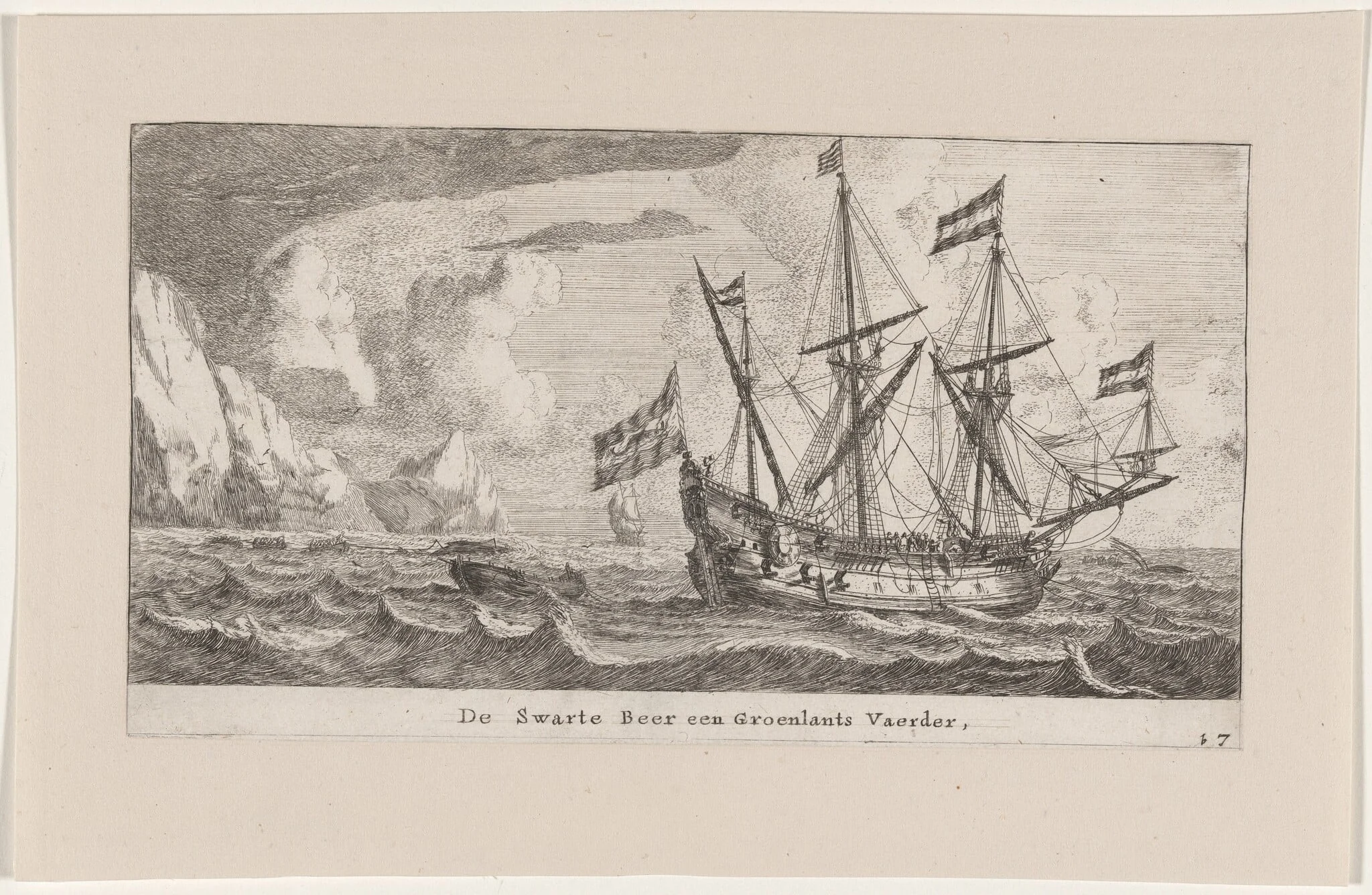 The "Zwarte Beer" (Black Bear), a Dutch Greenlander, by Nooms, called Zeeman, Reinier, ink, 1653
