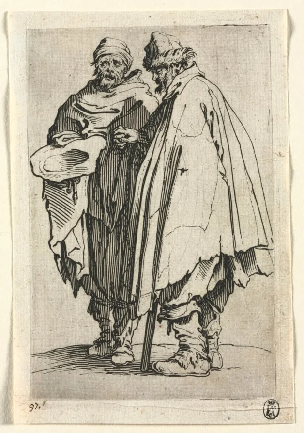 The Beggars: The Blind Man and His Companion, by Jacques Callot, 1623