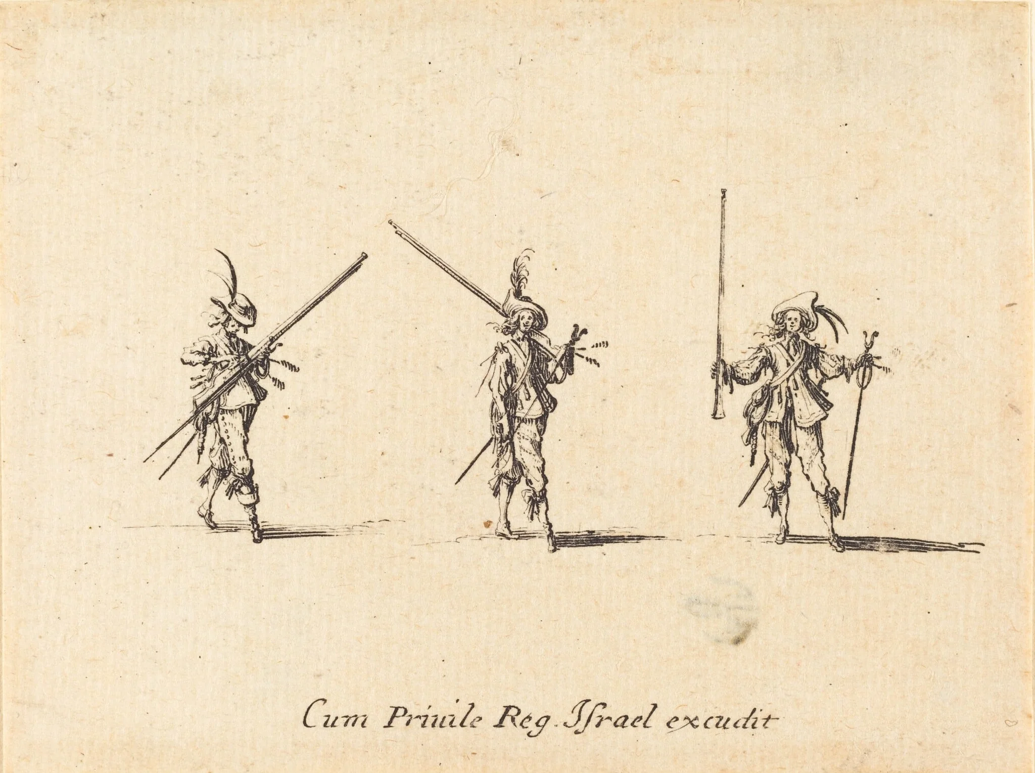 Drill with the Musket, by Jacques Callot, ink, 1634