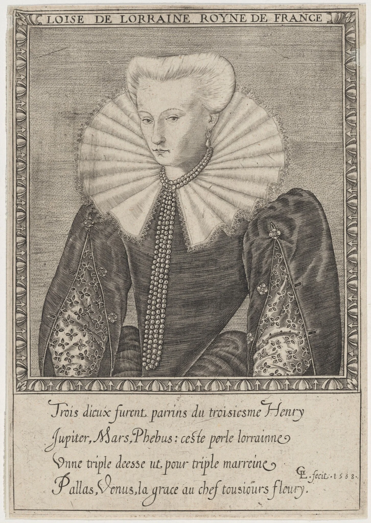 Louise de Lorraine, Queen of France, by Unknown 19th Century, ink, 1588