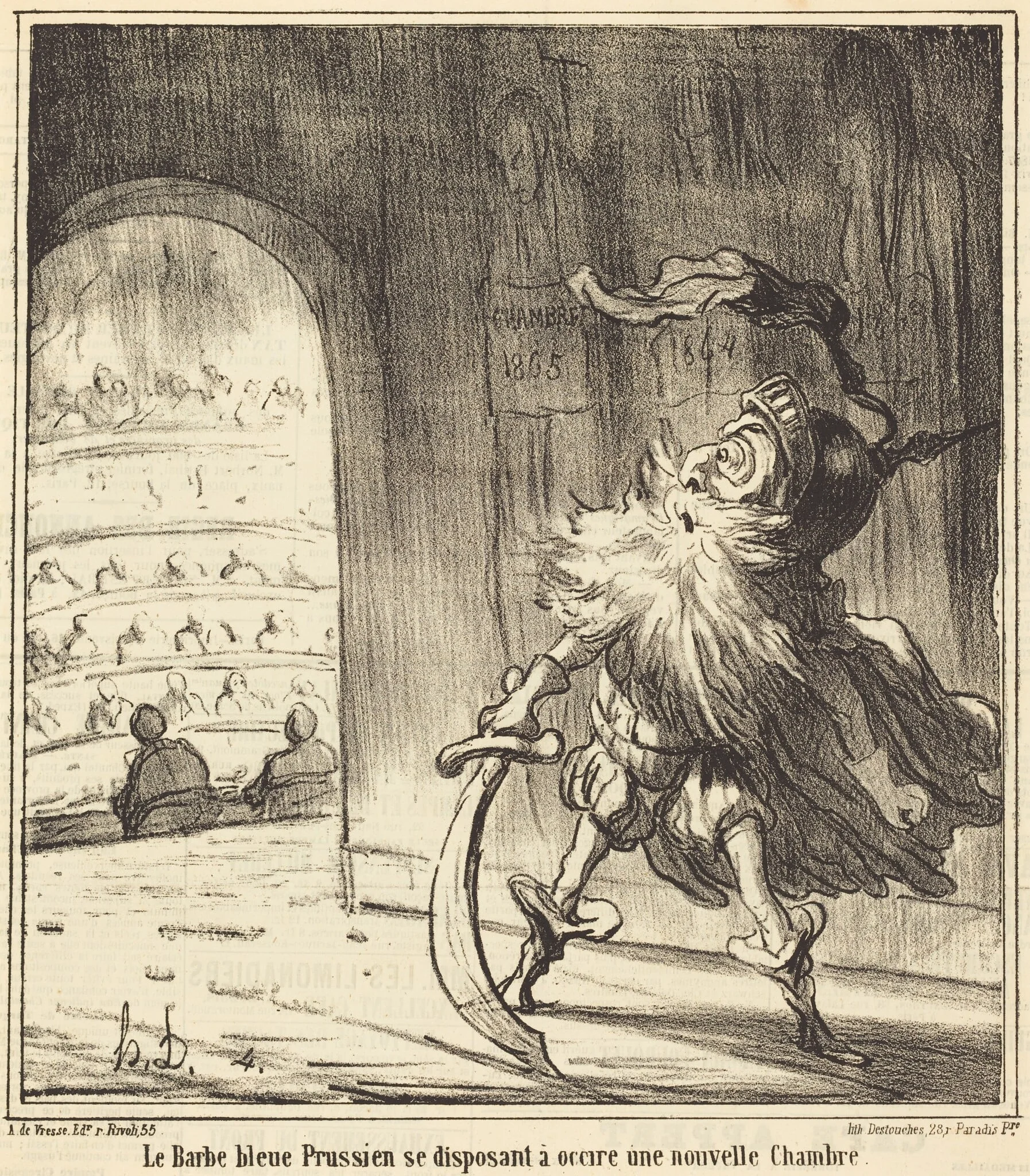 Le Barbe bleu Prussien..., by Honoré Daumier, ink, 1866