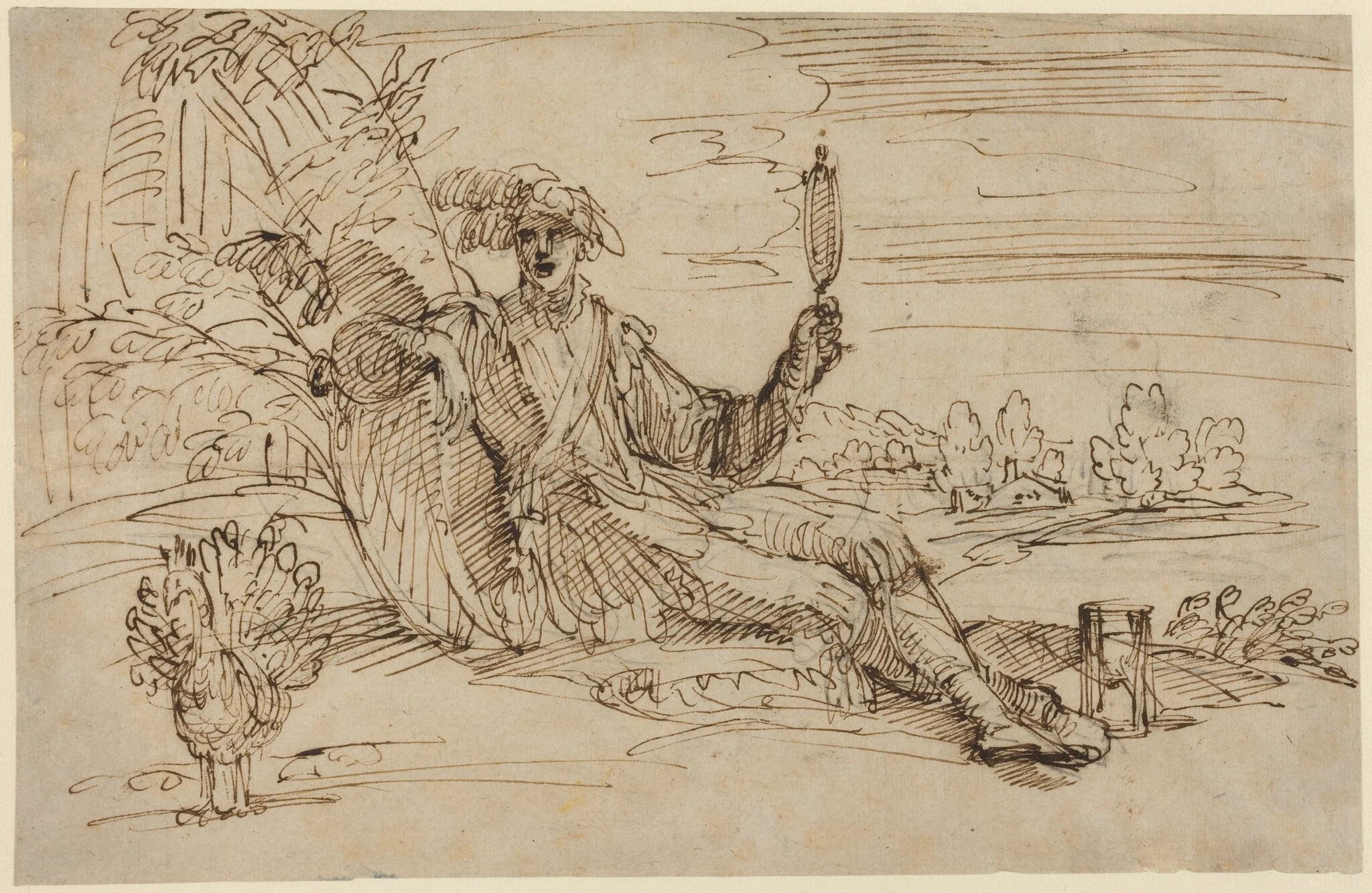 An Elegant Young Man Personifying Vanity, by Francesco Brizio, chalk, 1599