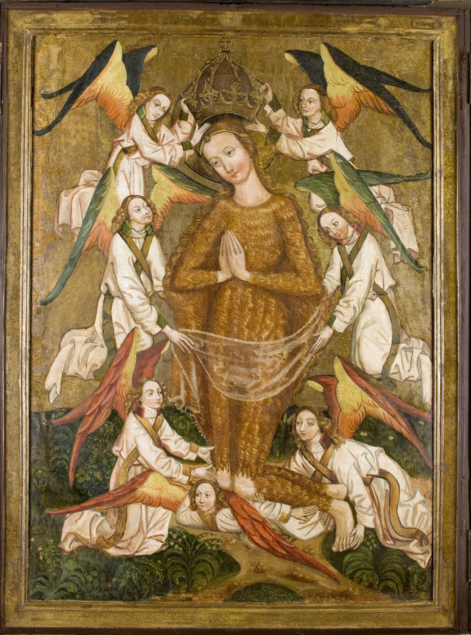 Św. Maria Magdalena unoszona przez anioły. Retabulum ołtarzowe z kościoła w Moszczenicy Niżnej - korpus., by Unknown, unspecified, 1490