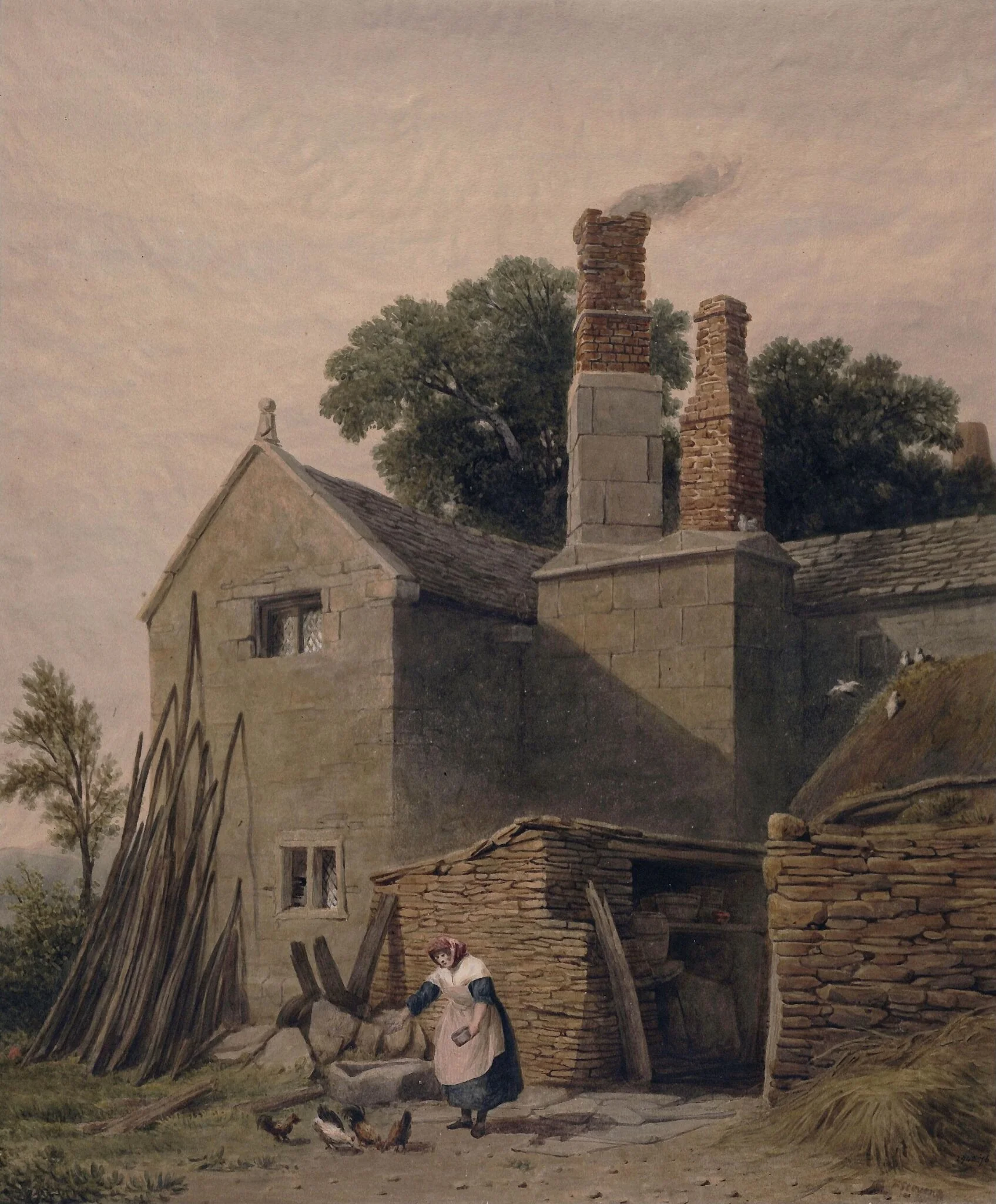 House at Wortley, near Sheffield, by Francis Stevens, watercolor, 1812