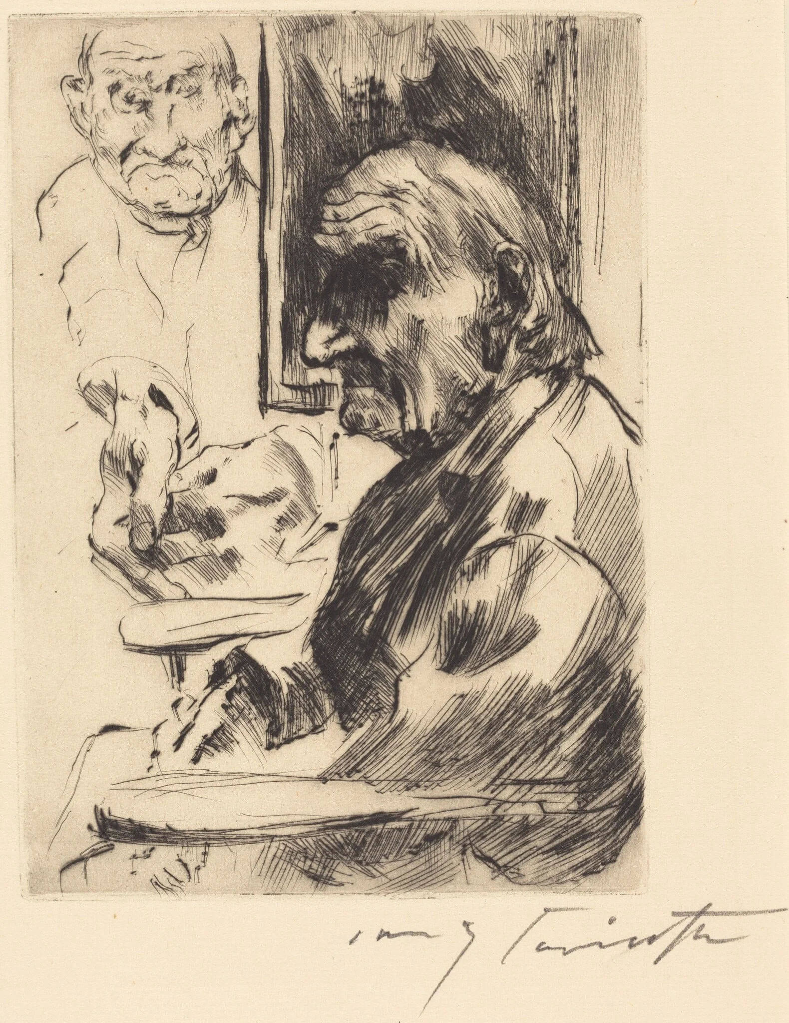 Alter Mann (Old Man), by Lovis Corinth, ink, 1916