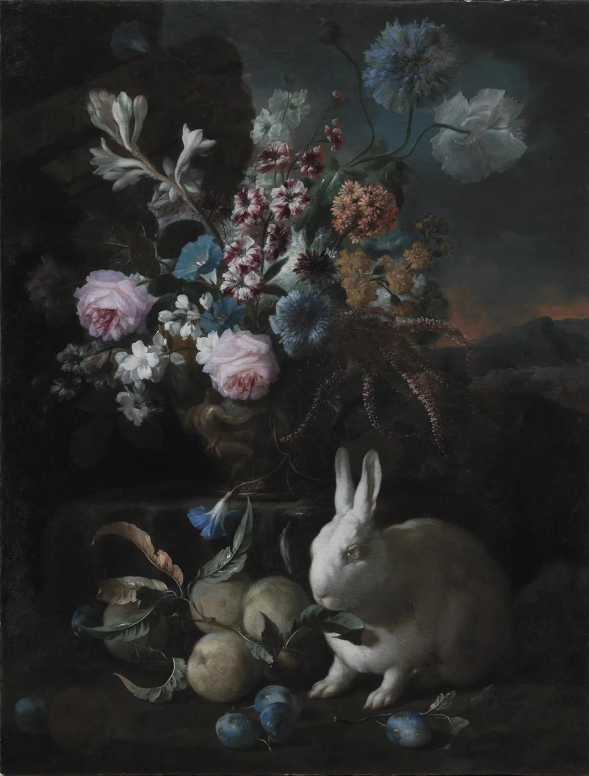 Flower Piece with Rabit, by Unknown, 1750